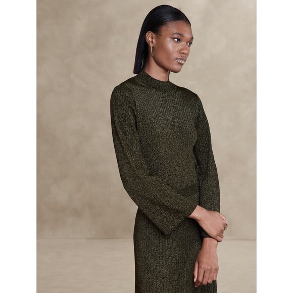 Banana Republic Lena Metallic Mock-Neck Sweater - M - Picture 2 of 3